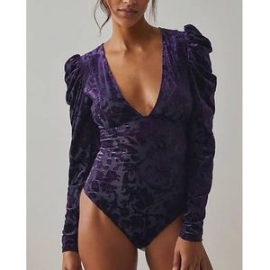 FREE PEOPLE INTIMATELY MAGIC HOUR VELVET BURNOUT BODYSUIT